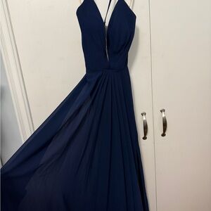 Faviana Deep Blue Backless Dress